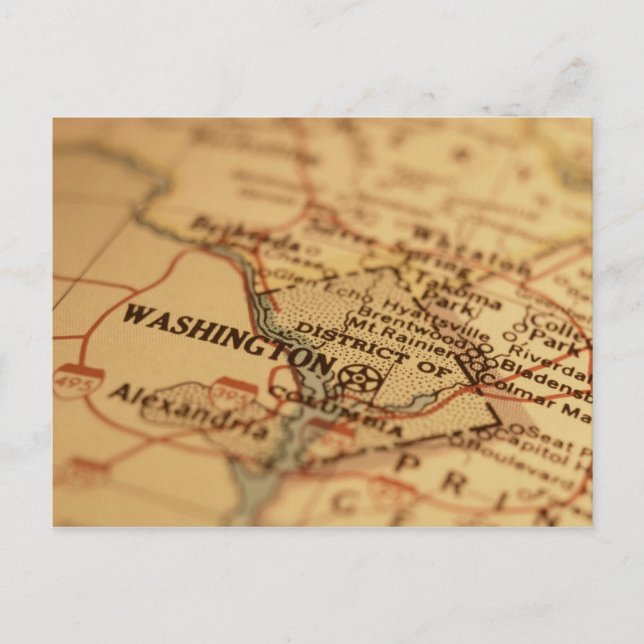 Washington, D.C. Vintage Map Postcard (Front)
