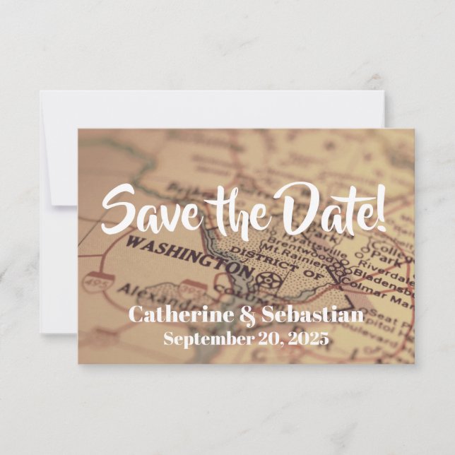 Washington, D.C. Vintage Map Save The Date (Front)