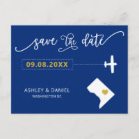 Washington D.C. Wedding Save the Date Map Postcard