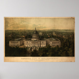 Washington DC 1857 Antique Panoramic Map Poster