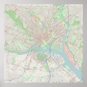 Washington, DC 40 inch map w/ street-level detail Poster