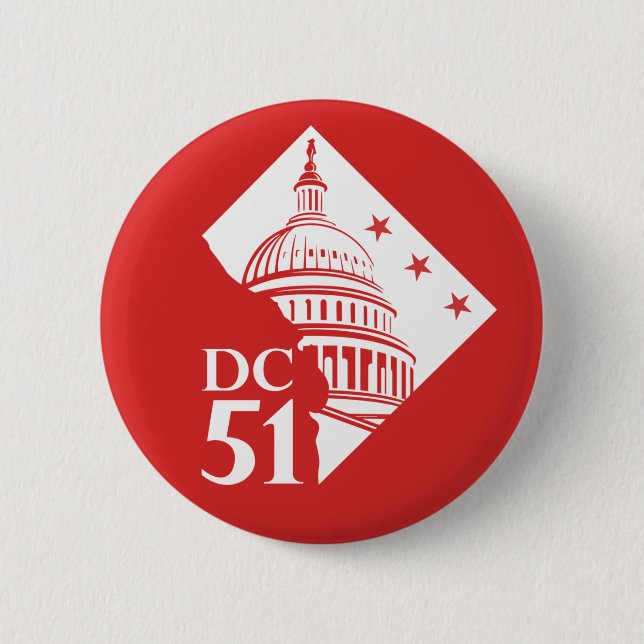 Washington DC 51st statehood now Button (Front)