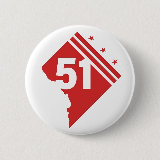 Washington DC 51st statehood now Button (Front)