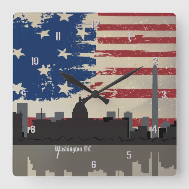 Washington DC American Cities CityScape Wall Clock (Front)