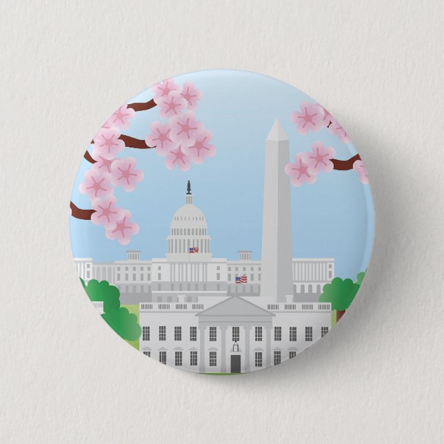 Washington DC and Cherry Blossoms Button (Front)