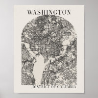 Washington DC Boho Arch Beige Street Map