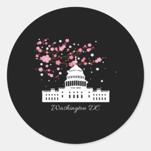 Washington Dc Capitol Building Cherry Blossoms Classic Round Sticker