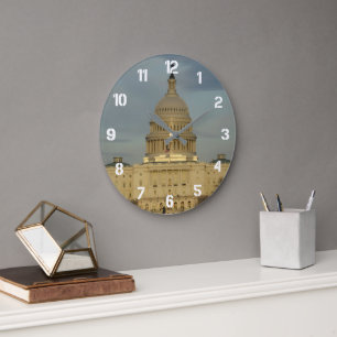 Washington DC Capitol Building w/White Numerals Large Clock