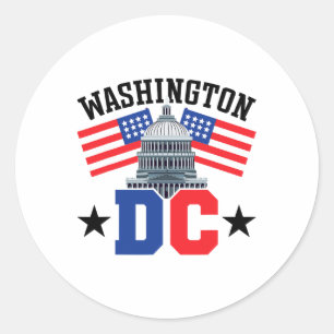 Washington Dc Capitol Hill American Flag Usa Pride Classic Round Sticker