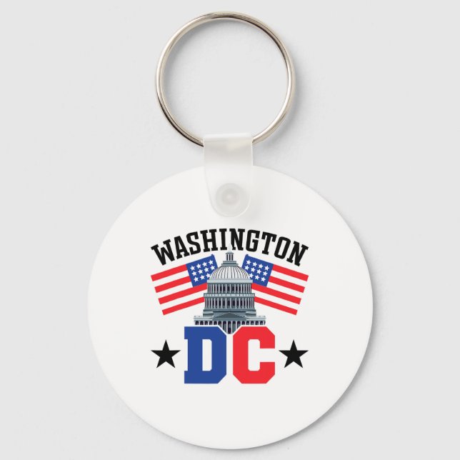 Washington Dc Capitol Hill American Flag Usa Pride Key Ring (Front)