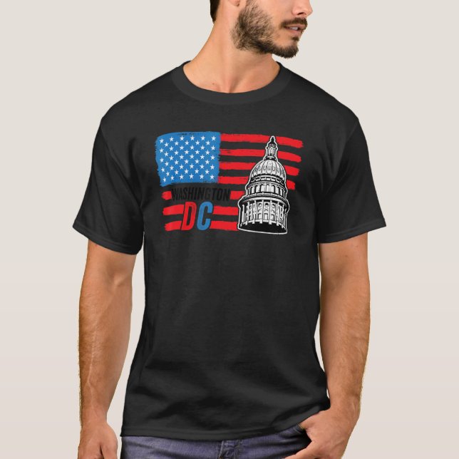 Washington Dc Capitol Hill American Flag Usa Pride T-Shirt (Front)