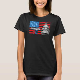 Washington Dc Capitol Hill American Flag Usa Pride T-Shirt