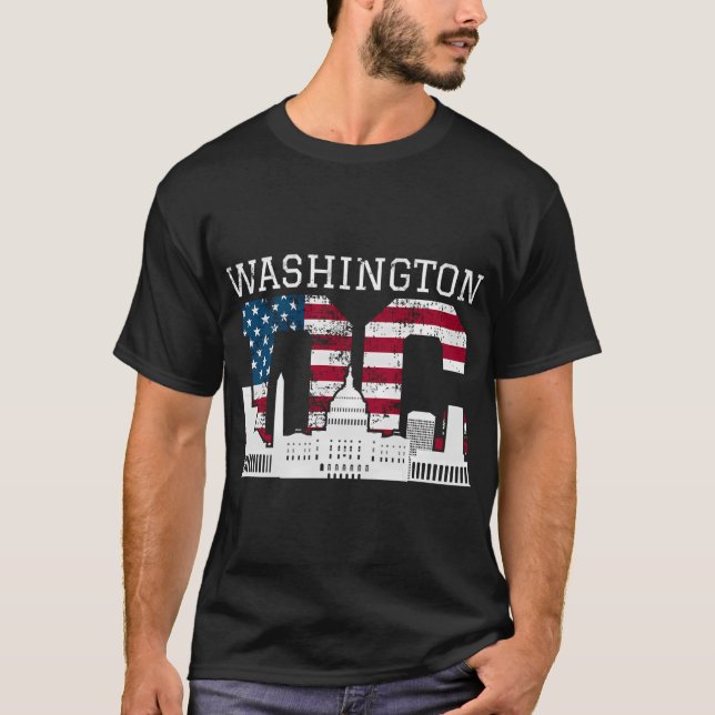 Washington Dc Capitol Hill Usa Flag T-Shirt (Front)