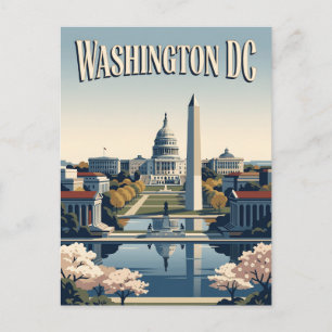 Washington DC Capitol Monument Retro Travel Poster Postcard