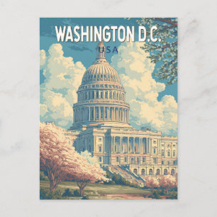 Washington DC Capitol Travel Art Vintage Postcard