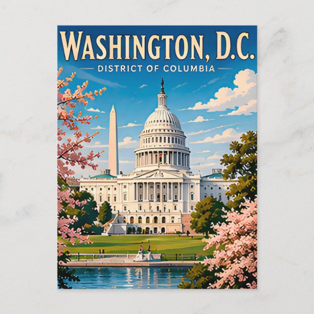 🏛️ Washington DC Capitol Travel Memory Postcard (Front)