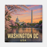 Washington DC Cherry Blossom Monument Skyline