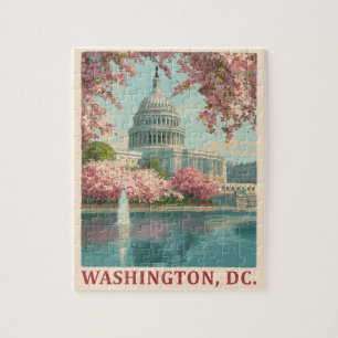Washington DC – Cherry Blossoms & Capitol Building Jigsaw Puzzle