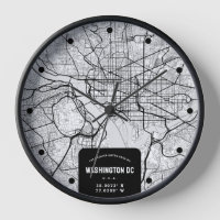 Washington, DC. City Map Clock