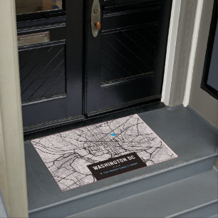 Washington, DC. City Map + Mark Your Location Door Doormat