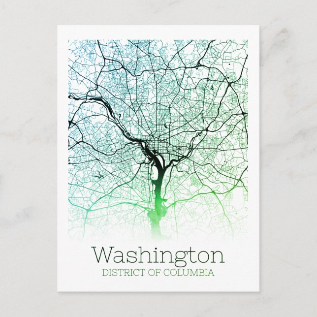 Washington DC City Map Postcard (Front)