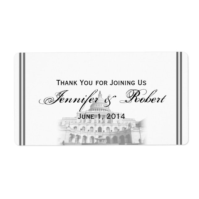 Washington DC Destination Water Bottle Label (Front)