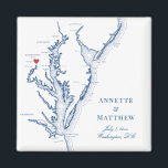Washington DC Destination Wedding Favour Magnet<br><div class="desc">Quick and Easy ordering! These Washington DC map magnets make great DC wedding favours to include in your Washington DC destination wedding welcome bags. Move the heart by clicking "Edit Using design tool" under "Personalise". Featuring a map of Chesapeake Bay with Artwork by Coastal Map Designs</div>