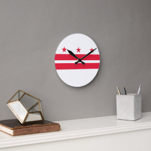 Washington DC Flag Round Clock
