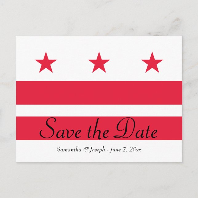 Washington DC Flag Save the Date Announcement Postcard (Front)