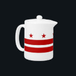 Washington DC Flag Teapot<br><div class="desc">Craft your tea experience with the distinctive teapot featuring the flag of Washington, D.C.! Crafted with attention to detail, this teapot is more than just a vessel; it's a celebration of Washington, D.C.'s unique identity. The design proudly showcases the iconic flag of Washington, D.C., featuring three red stars above two...</div>