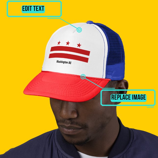 Washington DC Flag Trucker Hat (Please enjoy our design and see the others in the collection.)