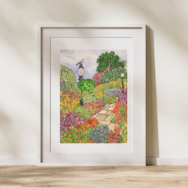 Washington DC Gardens Poster (Original Watercolor of Washington D.C. in the springtime. )