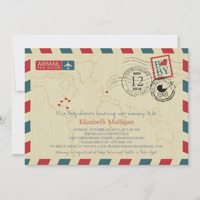 Washington DC / Germany Airmail | Baby Shower Invitation (Front)