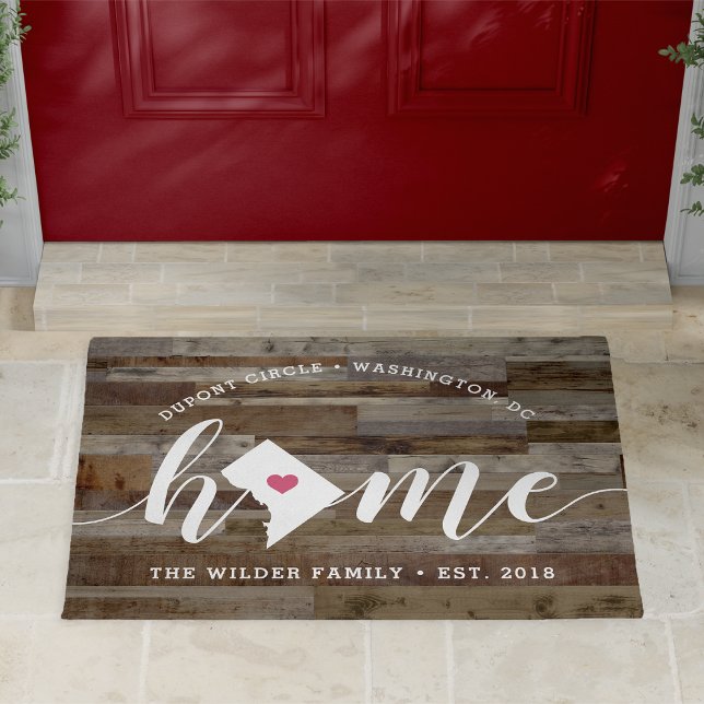 Washington DC Home Town Personalised Wood Look Doormat (Creator Uploaded)