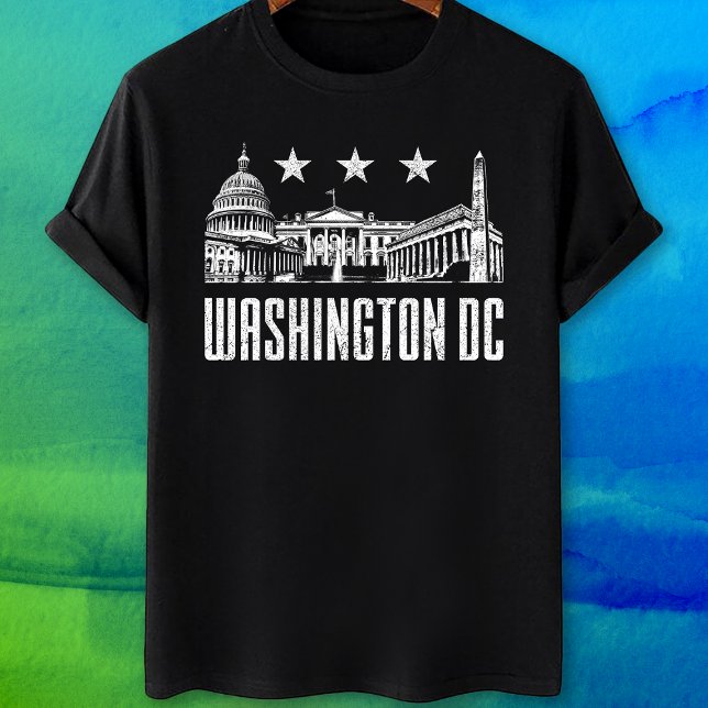 Washington dc landmarks and flag  T-Shirt (Creator Uploaded)