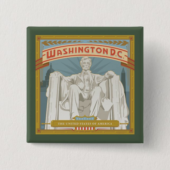 Washington DC | Lincoln Memorial 15 Cm Square Badge (Front)