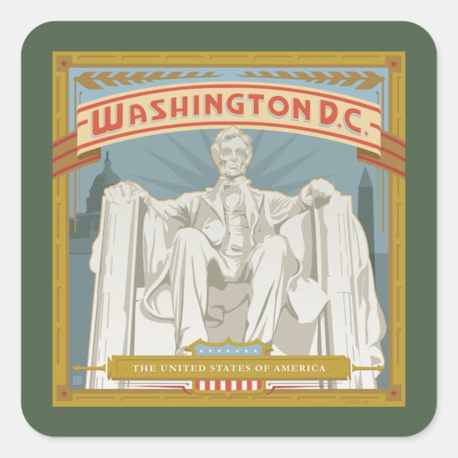 Washington DC | Lincoln Memorial Square Sticker (Front)