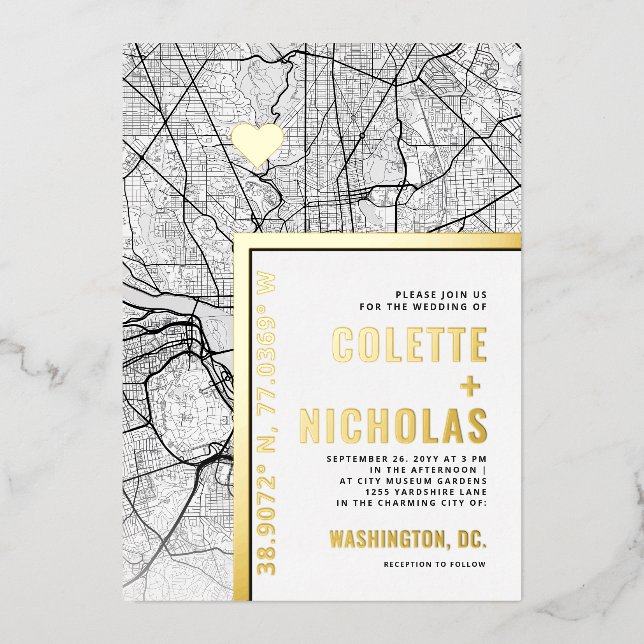 Washington, DC Love Locator | City Themed Wedding (Front)