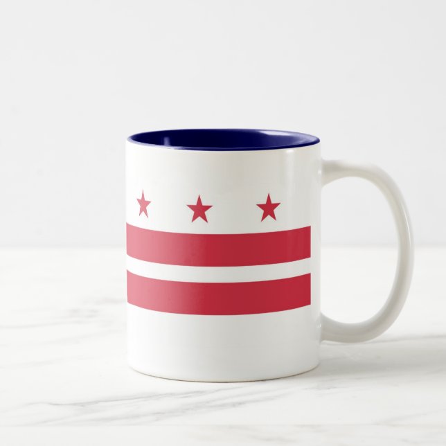 Washington DC  Map and Flag Two-Tone Coffee Mug (Right)