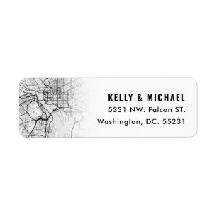 Washington, DC. Map Themed   Return Label Return Address Label