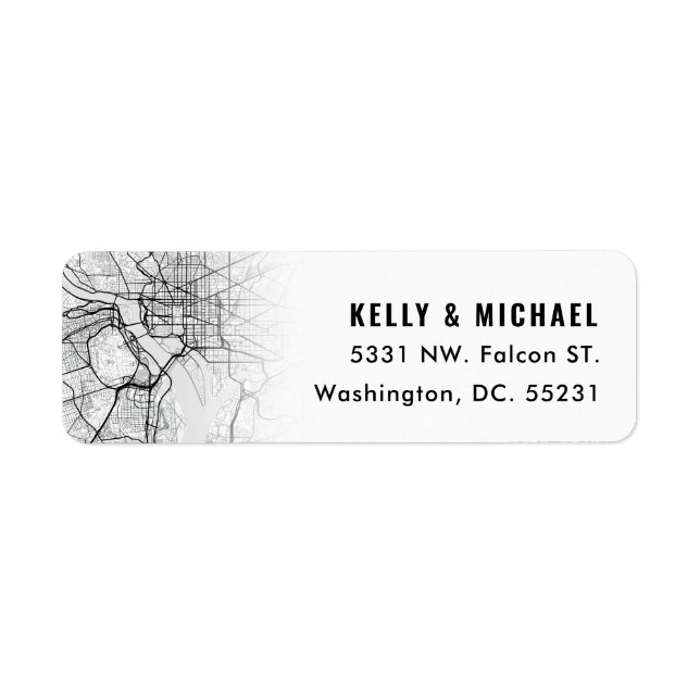 Washington, DC. Map Themed | Return Label Return Address Label (Front)