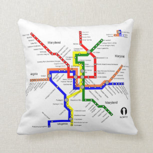 Washington DC Metro Subway Map Pillow