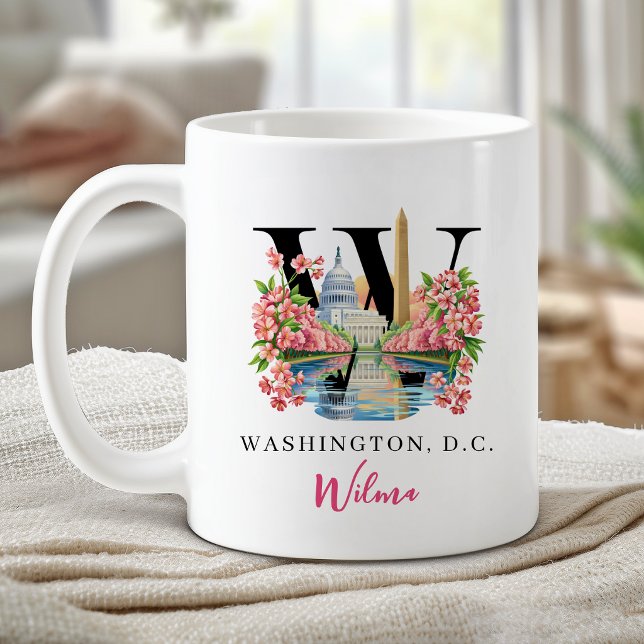Washington DC Monogram Letter W Personalised Gift Coffee Mug (Washington DC Monogram Letter W Personalized Gift Coffee Mug)