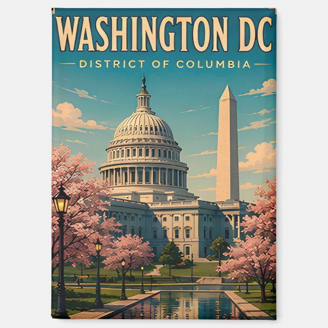 Washington DC Monuments and Capitol Skyline Magnet (Front)