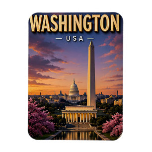 Washington DC Monuments Capitol Skyline Magnet
