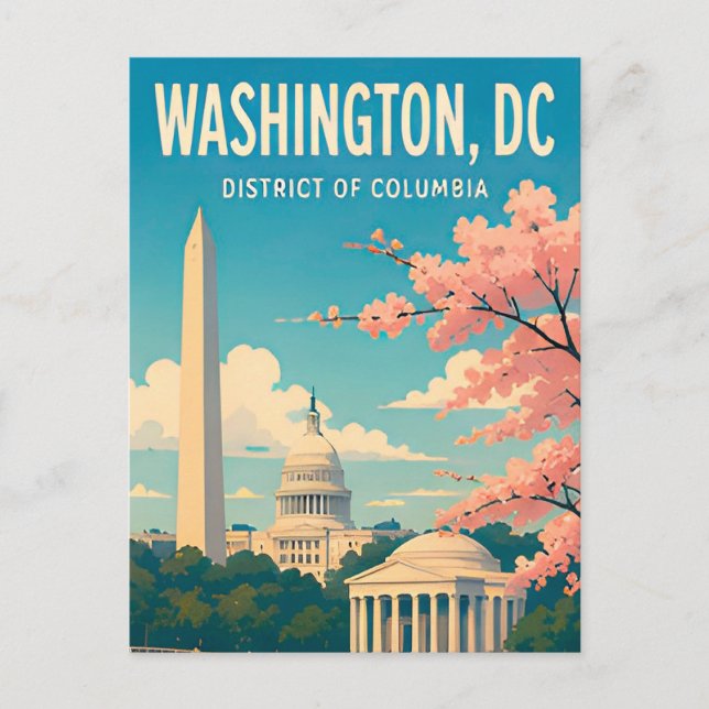 Washington DC Monuments Capitol Skyline Postcard (Front)