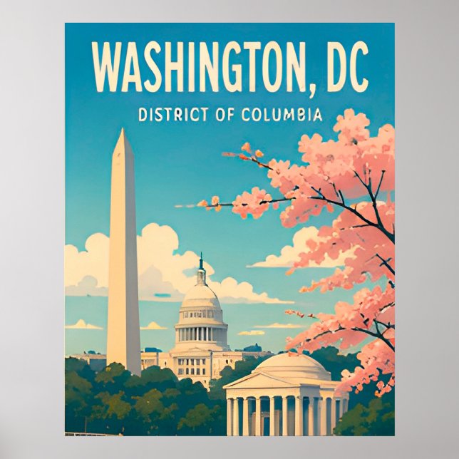 Washington DC Monuments Capitol Skyline Poster (Front)