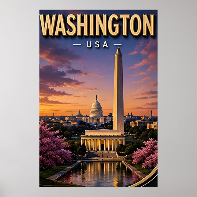 Washington DC Monuments Capitol Skyline Poster (Front)
