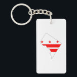 Washington DC Outline Map and Flag Key Ring<br><div class="desc">Outline map of Washington DC over a white background with flag inset</div>