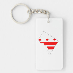 Washington DC Outline Map and Flag Key Ring